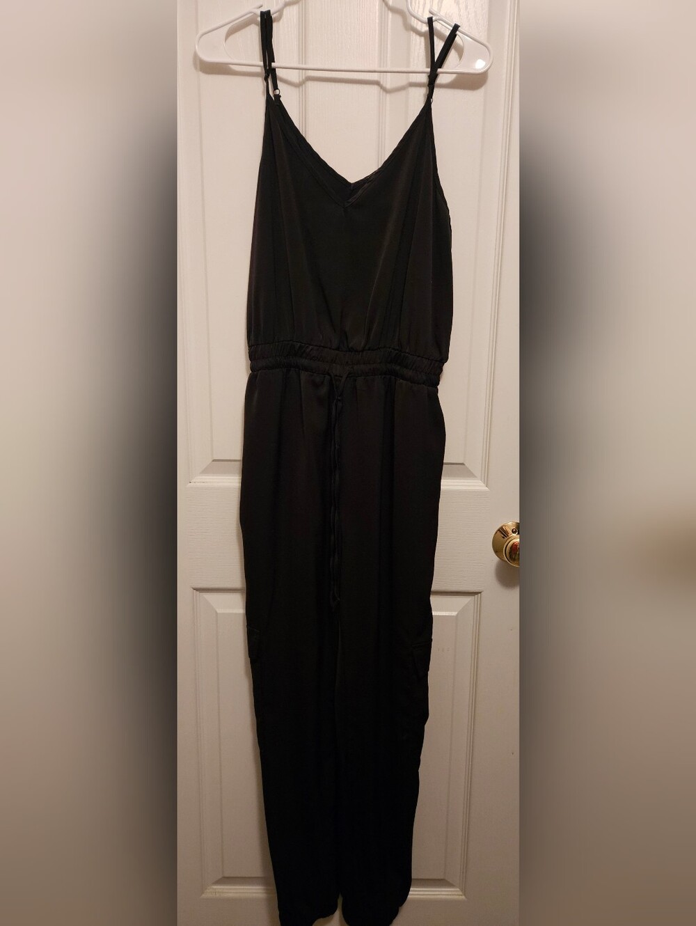 Women’s Satin Black Romper with Adjustable Straps